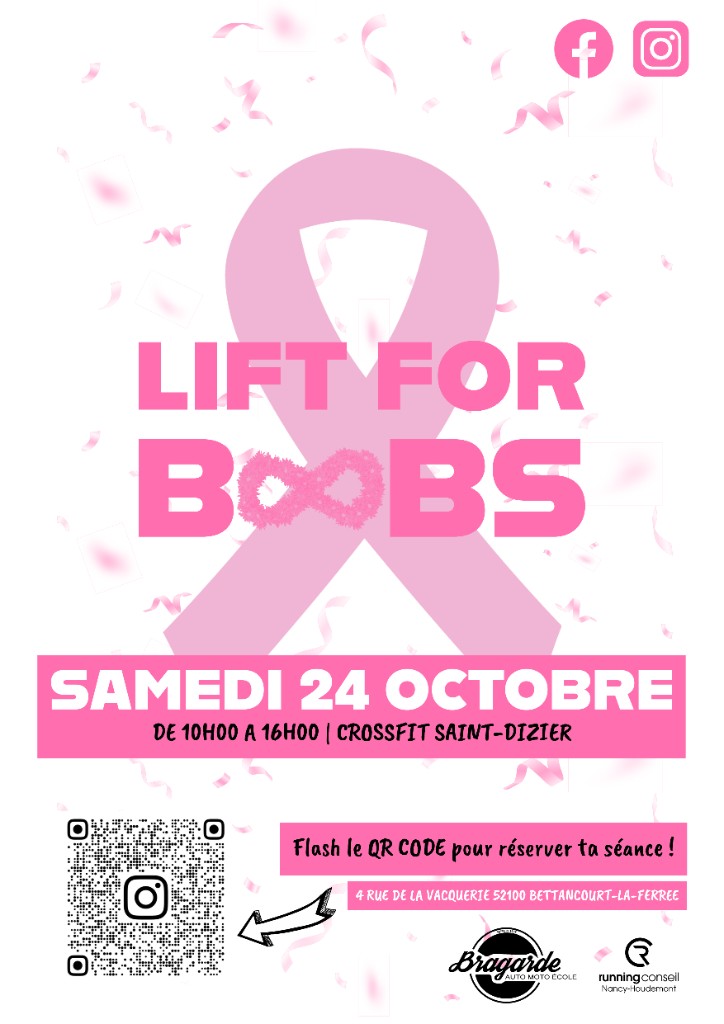 Affiche Lift for Boobs, samedi 24 octobre, de 10h à 16h, CrossFit Saint-Dizier
